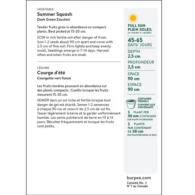 Organic Zucchini Dark Green - Burpee Seeds - Image 2