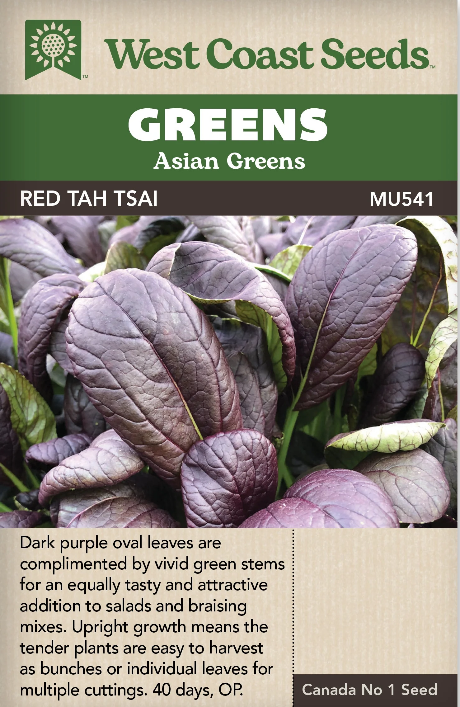 Asian Greens Red Tah Tsai - West Coast Seeds
