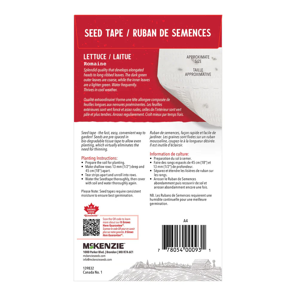 Lettuce Romaine, Seed Tape - McKenzie Seeds - Image 2