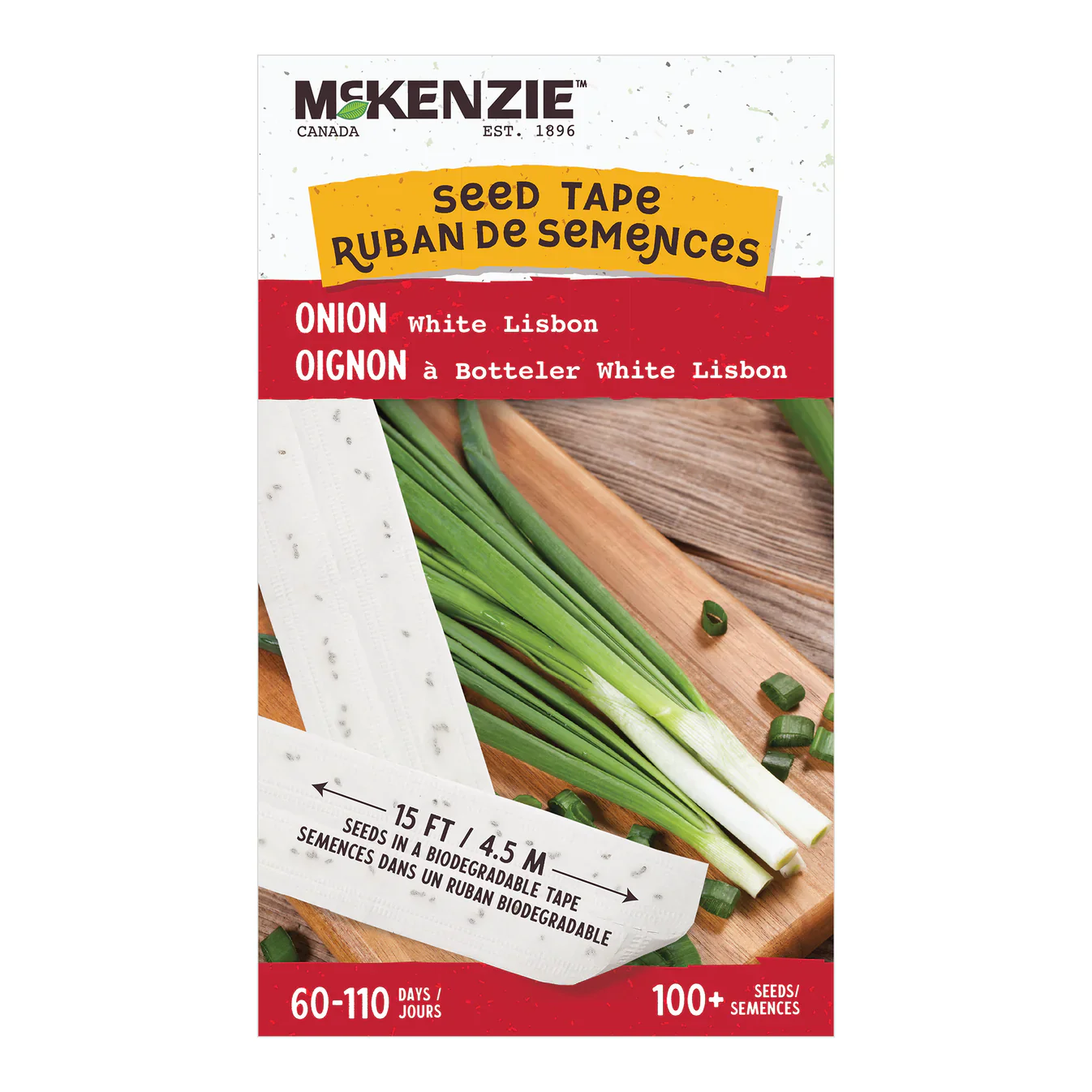 Onion White Lisbon Bunching, Seed Tape - McKenzie Seeds