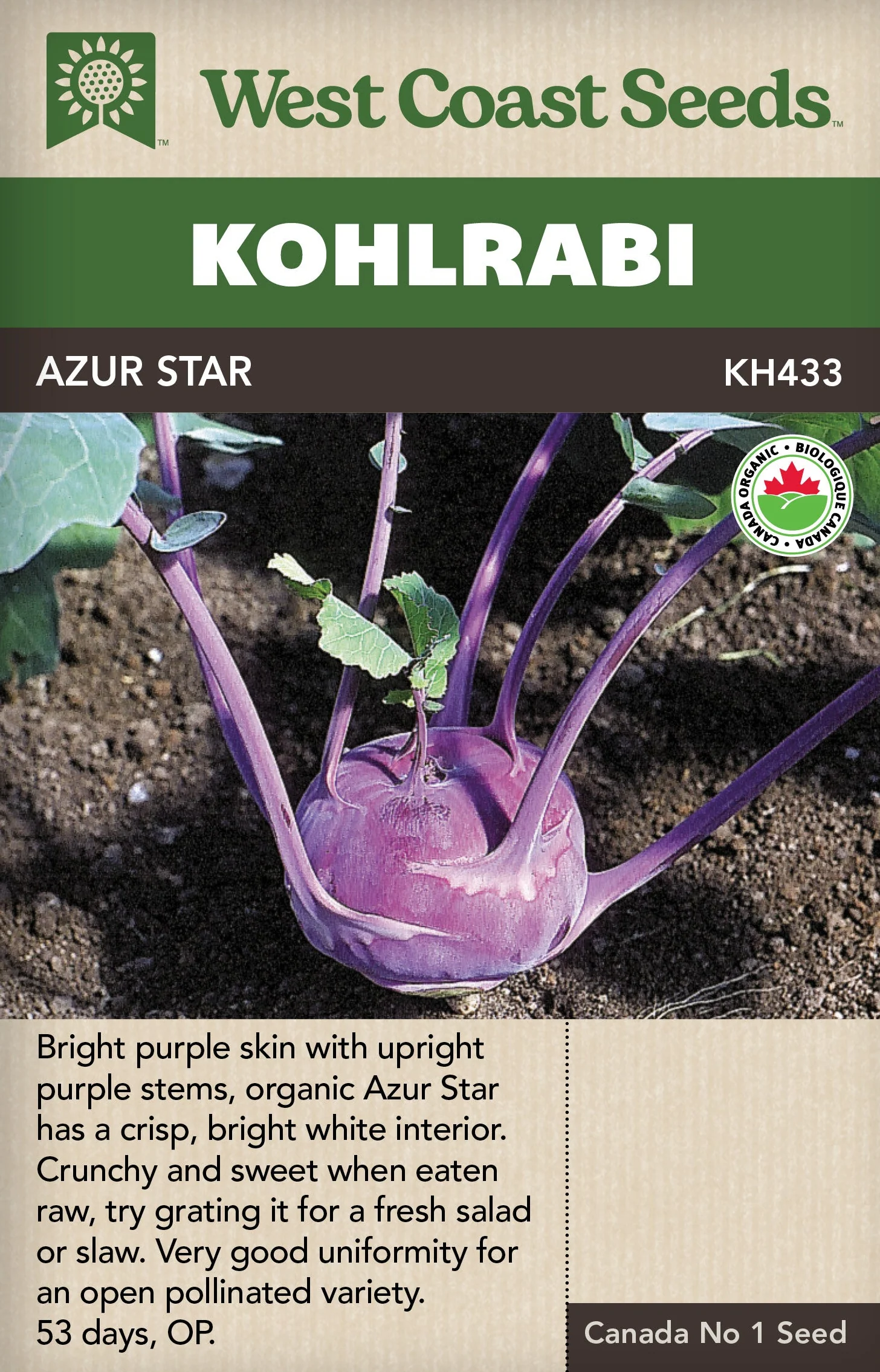 Organic Kohlrabi Azur Star - West Coast Seeds