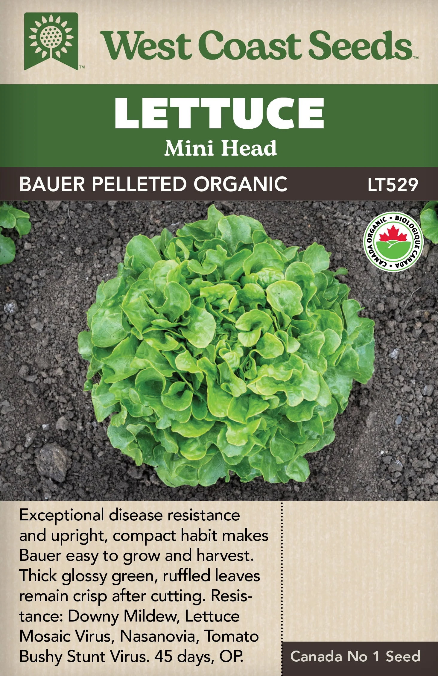 Organic Lettuce Bauer Pelleted - West Coast Seeds