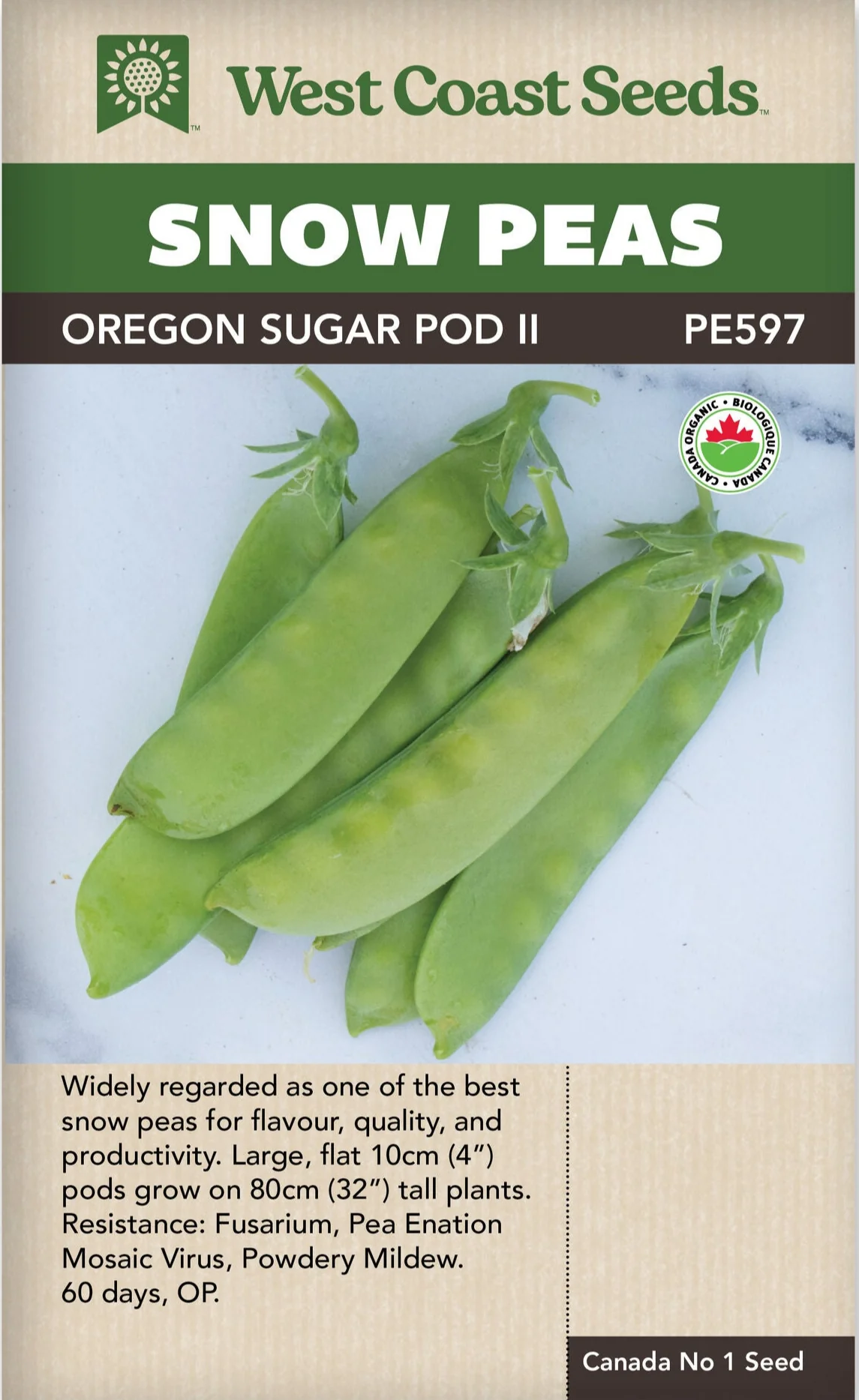 Organic Pea Snow Oregon Sugar Pod II - West Coast Seeds