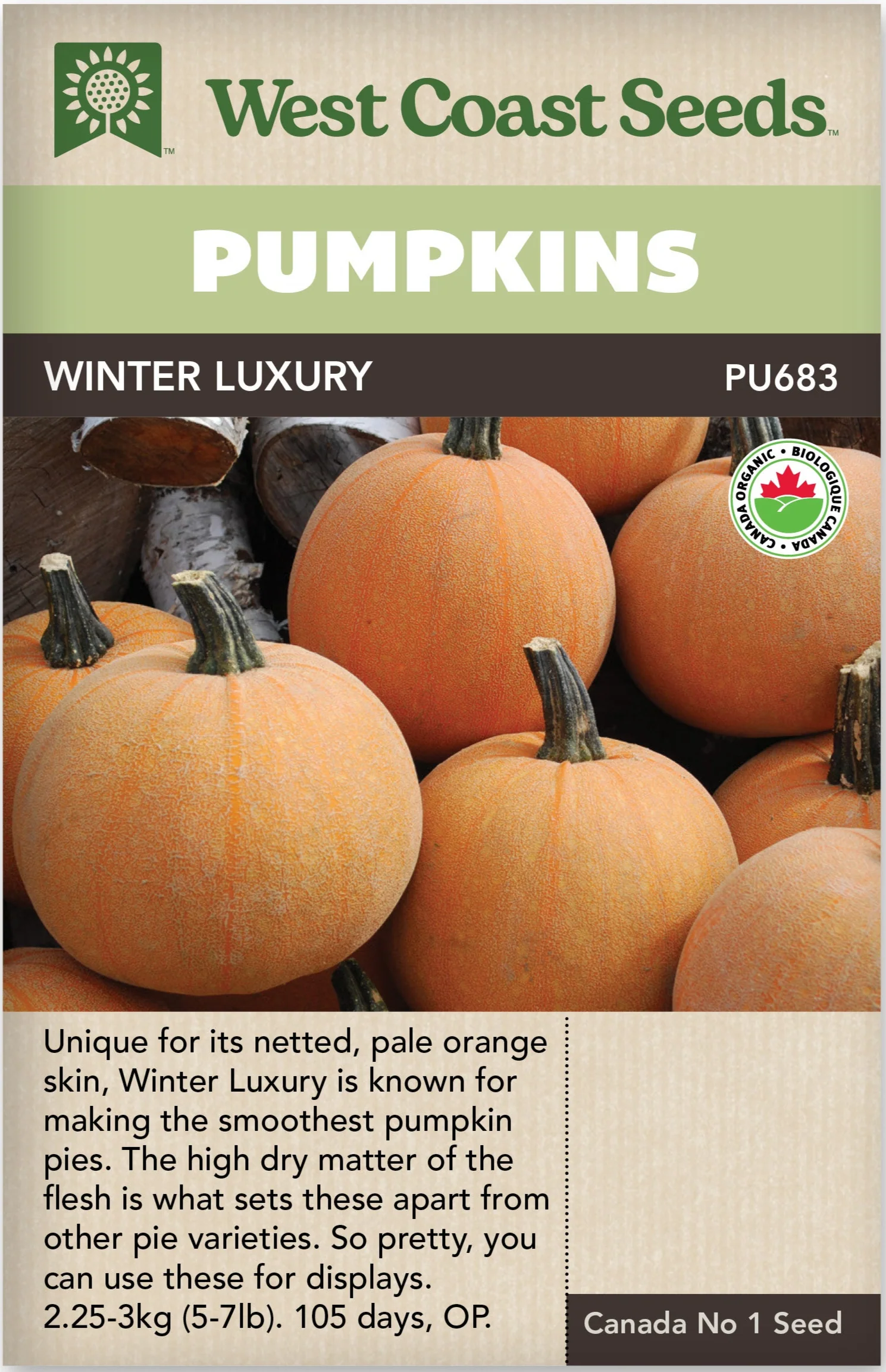 Organic Pumpkin Winter Luxury - West Coast Seeds