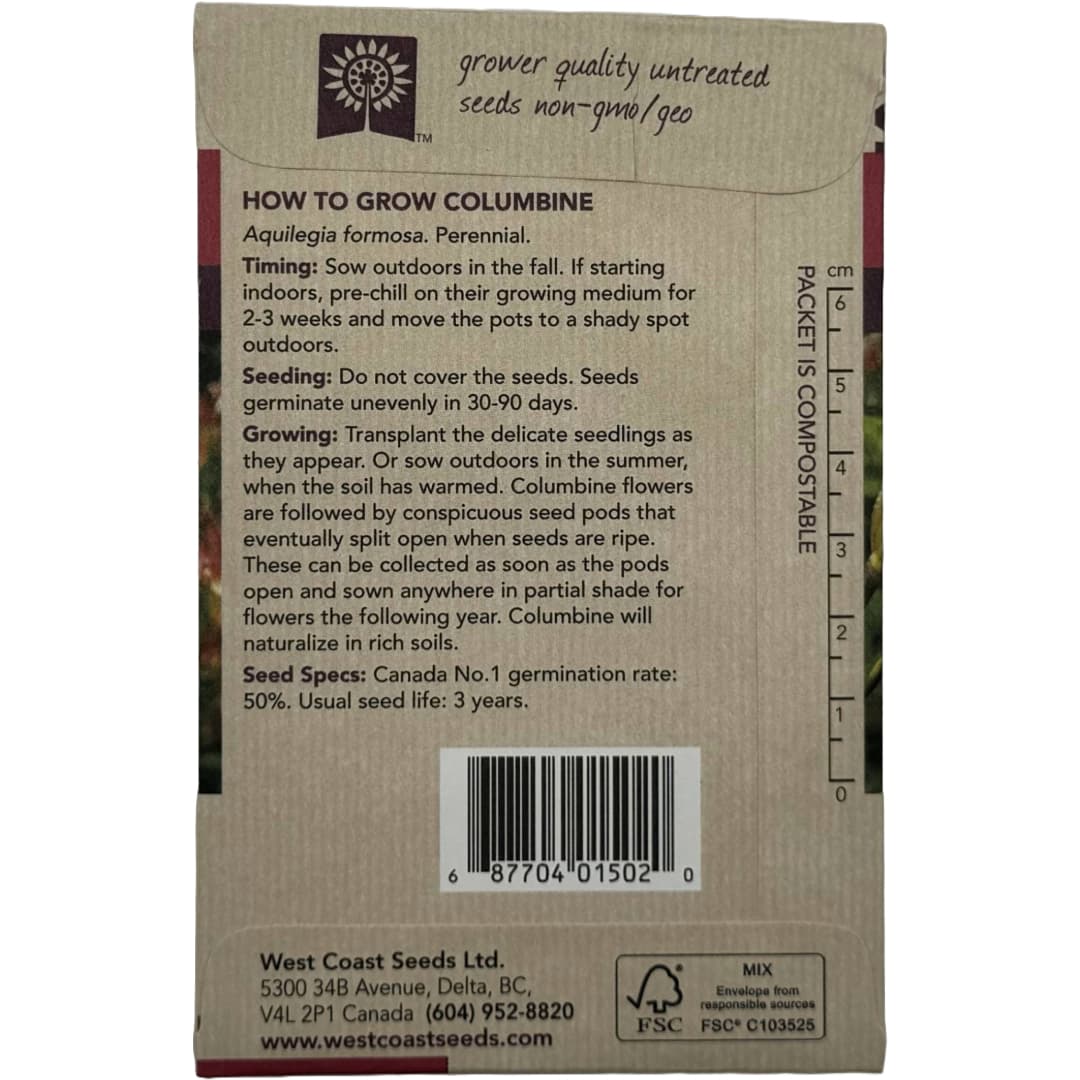 Columbine Red - West Coast Seeds - Image 3