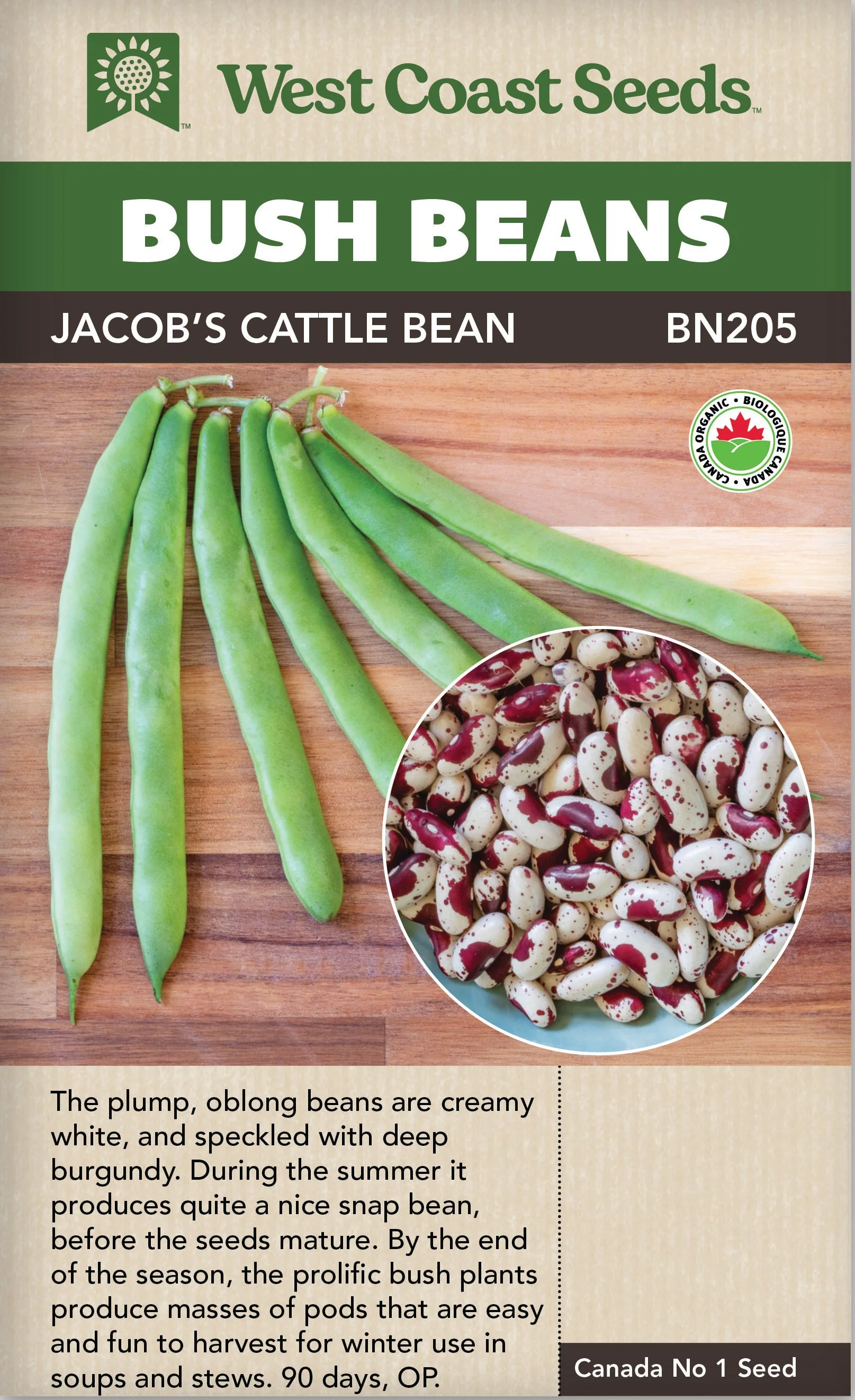 Organic Bean Jacob's Cattle - West Coast Seeds