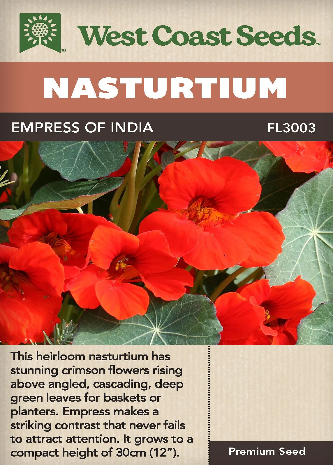 Nasturtium Empress of India - West Coast Seeds