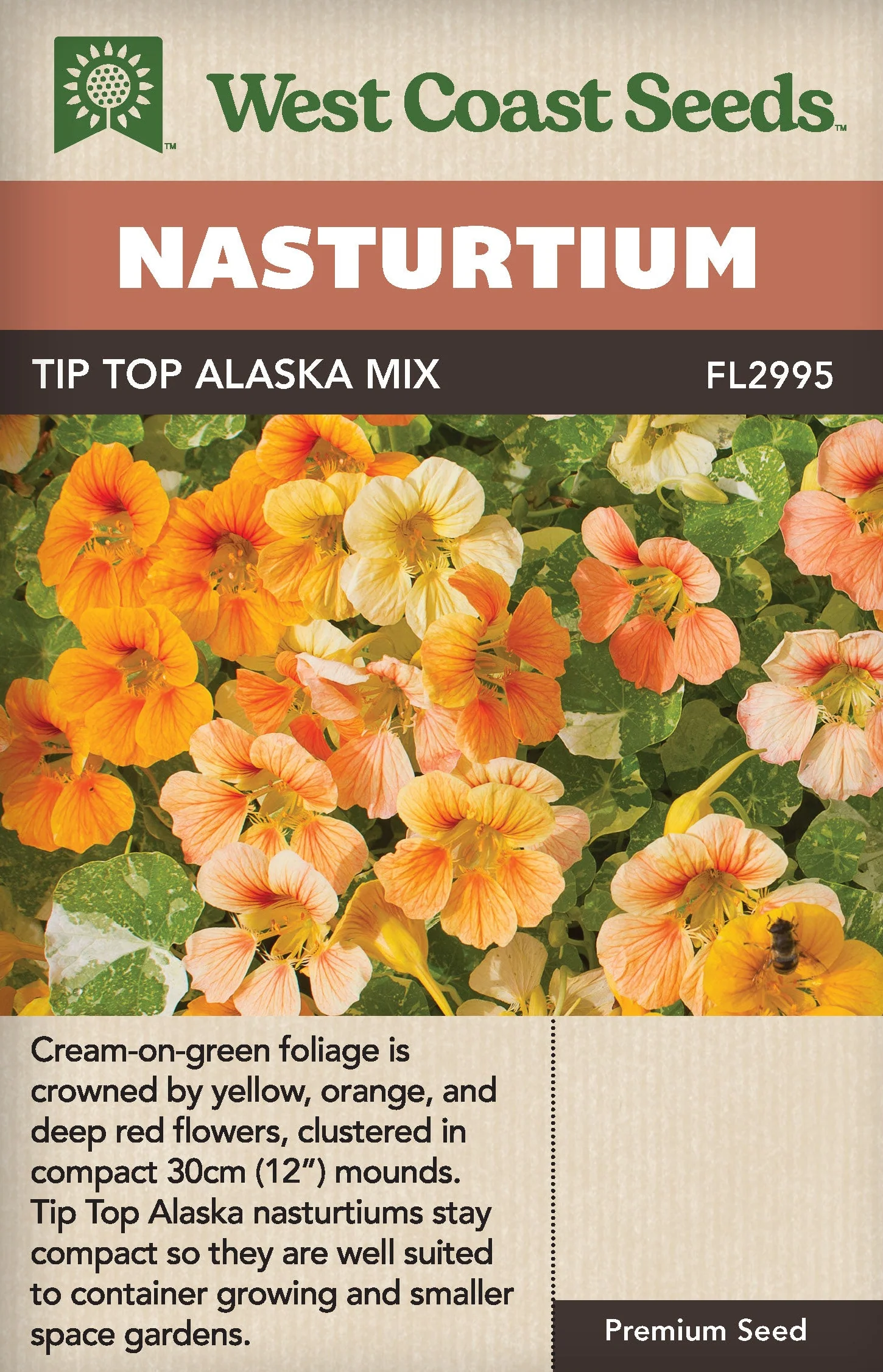 Nasturtium Tip Top Alaska - West Coast Seeds