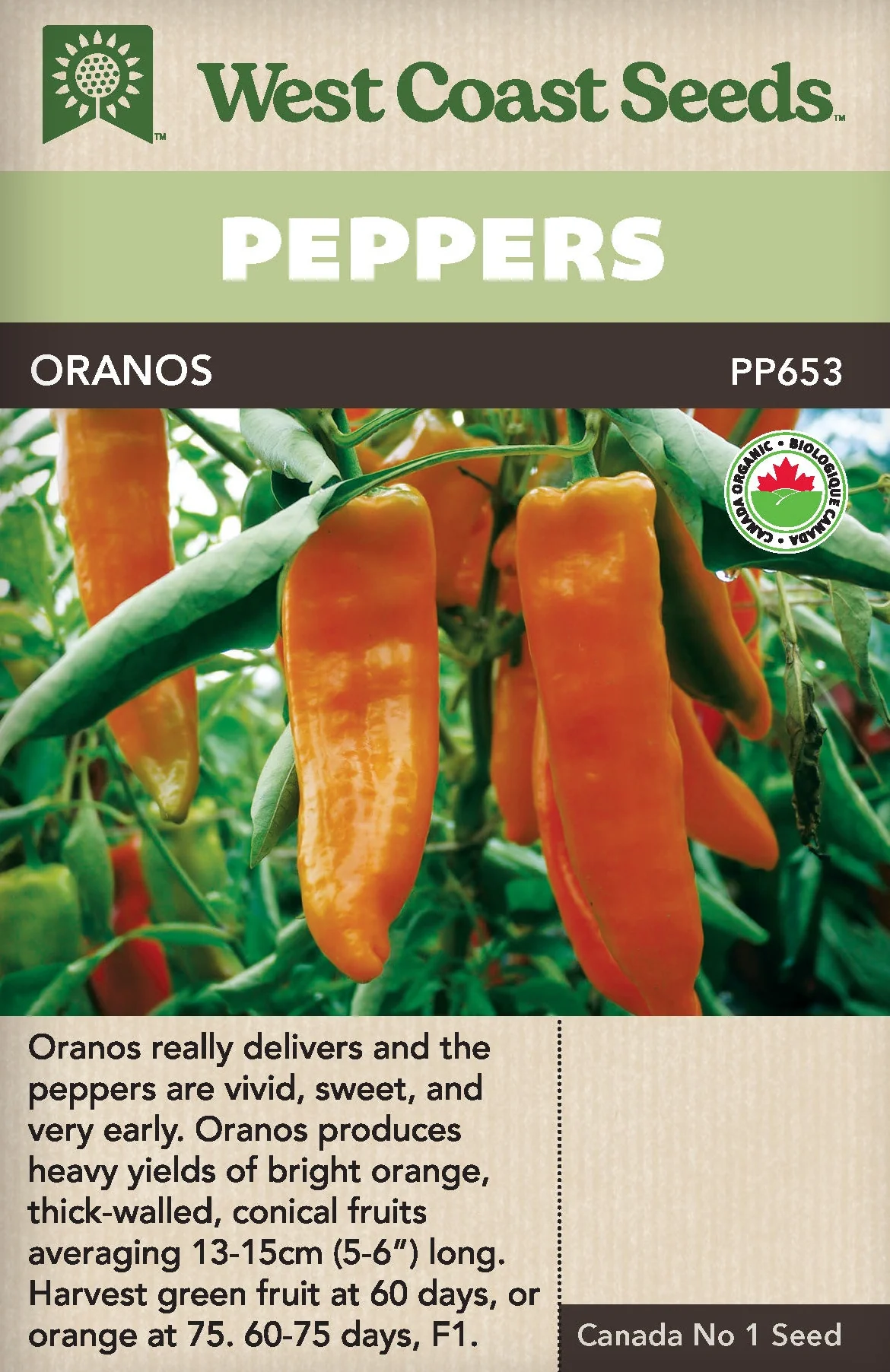 Organic Pepper Oranos - West Coast Seeds