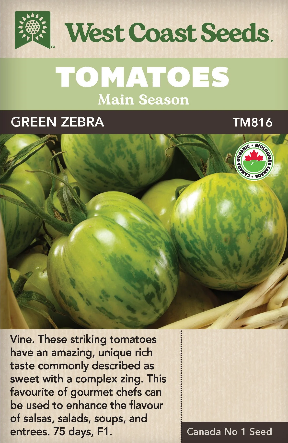 Organic Tomato Green Zebra - West Coast Seeds