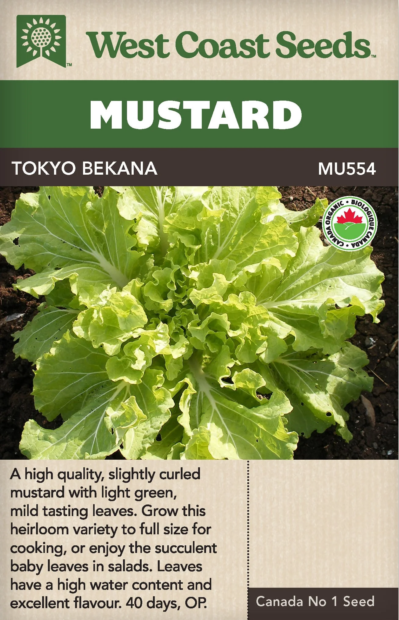 Organic Mustard Tokyo Bekana - West Coast Seeds Ltd